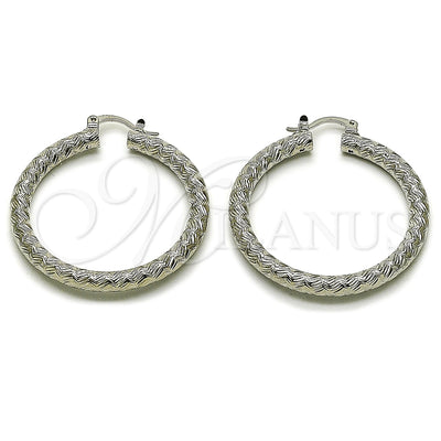 Oro Laminado Blanco aretes de aro — Medium Hoop Diamond Cutting 02. por Mayoreo, vista principal del producto