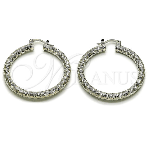 Rhodium Gold Filled Medium Hoop, Diamond Cutting Finish, Rhodium Finish, 02.196.0259.40