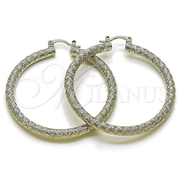 White Gold Filled Hoop Earrings — Large Hoop Diamond Cutting 02. — main product view — SKU 164692 | Oro Laminado Blanco aretes de aro — Large Hoop Diamond Cutting 02. — SKU 164692