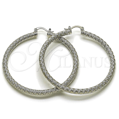 Oro Laminado Blanco aretes de aro — Large Hoop Diamond Cutting 02. por Mayoreo, vista principal del producto