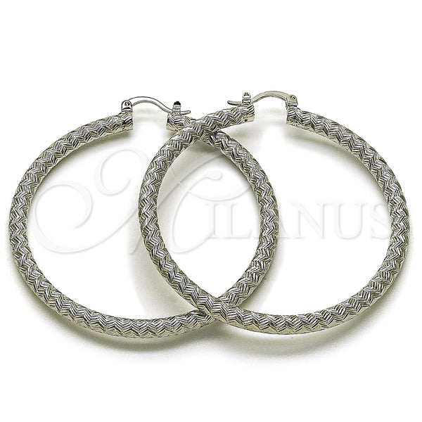 White Gold Filled Hoop Earrings — Large Hoop Diamond Cutting 02. — alternate product view — SKU 164693 | Oro Laminado Blanco aretes de aro — Large Hoop Diamond Cutting 02. — SKU 164693