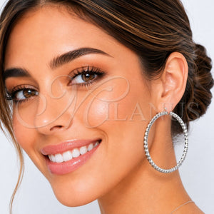 White Gold Filled Hoop Earrings — Extra Large Hoop Diamond Cutting 02. — main product view — SKU 164694 | Oro Laminado Blanco aretes de aro — Extra Large Hoop Diamond Cutting 02. — SKU 164694