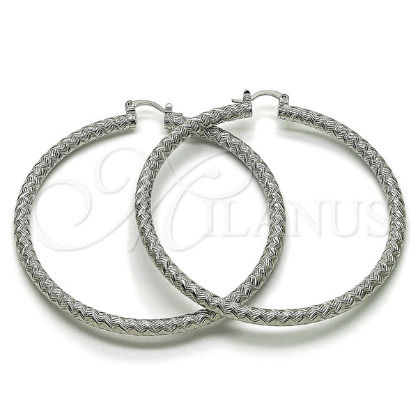 White Gold Filled Hoop Earrings — Extra Large Hoop Diamond Cutting 02. — alternate product view — SKU 164694 | Oro Laminado Blanco aretes de aro — Extra Large Hoop Diamond Cutting 02. — SKU 164694