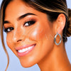 White Gold Filled Hoop Earrings — Medium Hoop Diamond Cutting 5. — main product view — SKU 164696 | Oro Laminado Blanco aretes de aro — Medium Hoop Diamond Cutting 5. — SKU 164696
