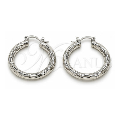 White Gold Filled Medium Hoop, Diamond Cutting Finish, Rhodium Finish, 5.138.018.1.30