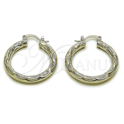 Oro Laminado Blanco aretes de aro — Medium Hoop Diamond Cutting 5. por Mayoreo, vista principal del producto