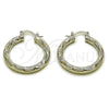 White Gold Filled Hoop Earrings — Medium Hoop Diamond Cutting 5. — alternate product view — SKU 164696 | Oro Laminado Blanco aretes de aro — Medium Hoop Diamond Cutting 5. — SKU 164696