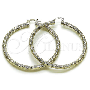 White Gold Filled Hoop Earrings — Large Hoop Diamond Cutting 5. — main product view — SKU 164697 | Oro Laminado Blanco aretes de aro — Large Hoop Diamond Cutting 5. — SKU 164697