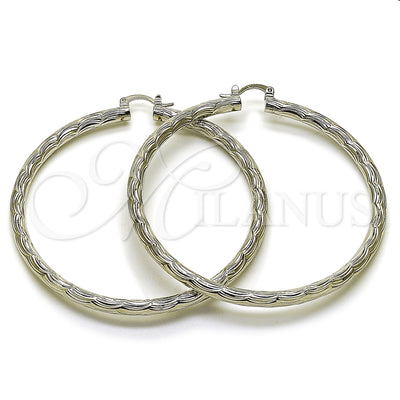 Oro Laminado Blanco aretes de aro — Extra Large Hoop Diamond Cutting 5. por Mayoreo, vista principal del producto