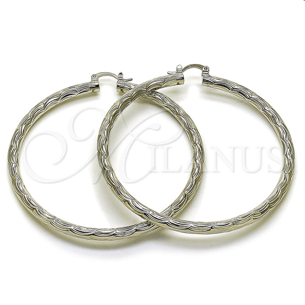 White Gold Filled Hoop Earrings — Extra Large Hoop Diamond Cutting 5. — main product view — SKU 164698 | Oro Laminado Blanco aretes de aro — Extra Large Hoop Diamond Cutting 5. — SKU 164698