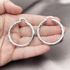 White Gold Filled Hoop Earrings — Medium Hoop Diamond Cutting 5. — alternate product view — SKU 164699 | Oro Laminado Blanco aretes de aro — Medium Hoop Diamond Cutting 5. — SKU 164699