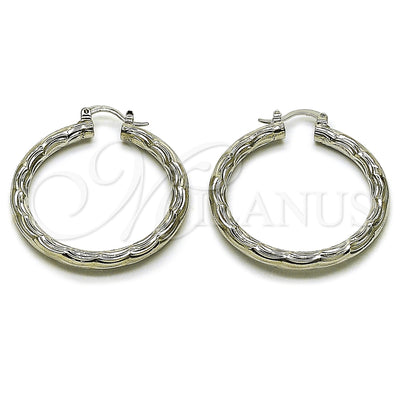Oro Laminado Blanco aretes de aro — Medium Hoop Diamond Cutting 5. por Mayoreo, vista principal del producto