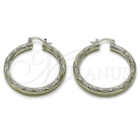 Rhodium Gold Filled Medium Hoop, Diamond Cutting Finish, Rhodium Finish, 5.138.017.1.40