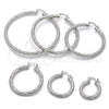 White Gold Filled Hoop Earrings — Medium Hoop Diamond Cutting 5. — alternate product view — SKU 164699 | Oro Laminado Blanco aretes de aro — Medium Hoop Diamond Cutting 5. — SKU 164699