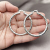 White Gold Filled Hoop Earrings — Medium Hoop Diamond Cutting 5. — alternate product view — SKU 164700 | Oro Laminado Blanco aretes de aro — Medium Hoop Diamond Cutting 5. — SKU 164700
