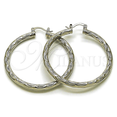 Oro Laminado Blanco aretes de aro — Medium Hoop Diamond Cutting 5. por Mayoreo, vista principal del producto