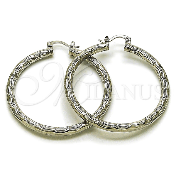 Oro Laminado Blanco aretes de aro — Medium Hoop Diamond Cutting 5. por Mayoreo, vista principal del producto