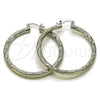 White Gold Filled Hoop Earrings — Medium Hoop Diamond Cutting 5. — alternate product view — SKU 164700 | Oro Laminado Blanco aretes de aro — Medium Hoop Diamond Cutting 5. — SKU 164700