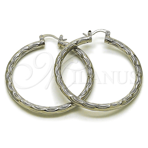 Rhodium Gold Filled Medium Hoop, Diamond Cutting Finish, Rhodium Finish, 5.138.016.1.50