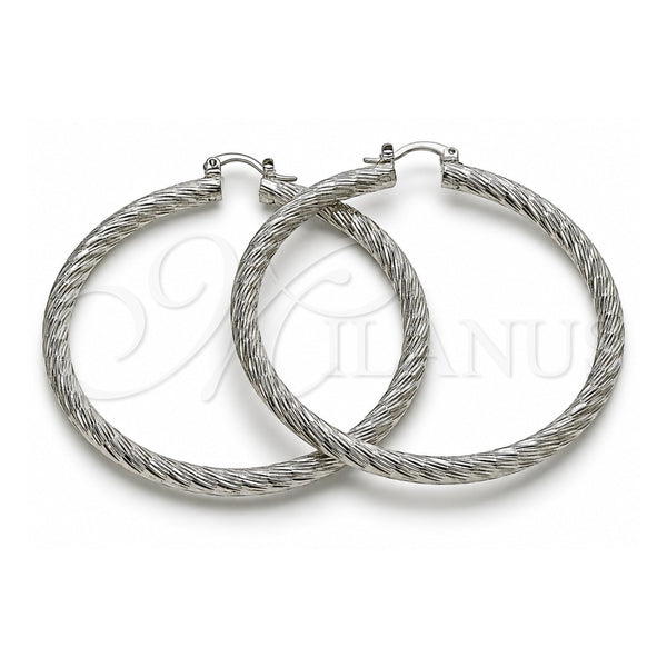 White Gold Filled Large Hoop, Diamond Cutting Finish, Rhodium Finish, 5.139.008.1.60