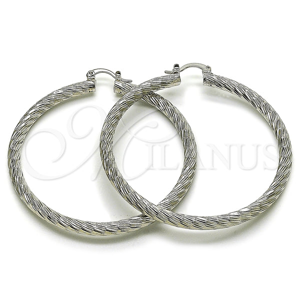 White Gold Filled Hoop Earrings — Large Hoop Diamond Cutting 5. — alternate product view — SKU 164702 | Oro Laminado Blanco aretes de aro — Large Hoop Diamond Cutting 5. — SKU 164702