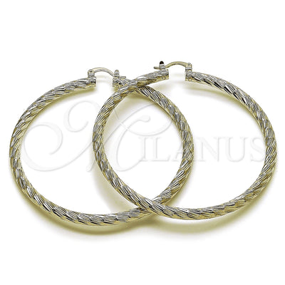 Oro Laminado Blanco aretes de aro — Extra Large Hoop Diamond Cutting 5. por Mayoreo, vista principal del producto