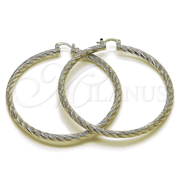 White Gold Filled Hoop Earrings — Extra Large Hoop Diamond Cutting 5. — main product view — SKU 164703 | Oro Laminado Blanco aretes de aro — Extra Large Hoop Diamond Cutting 5. — SKU 164703