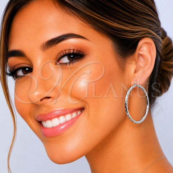 Rhodium Gold Filled Large Hoop, Diamond Cutting Finish, Rhodium Finish, 5.139.028.1.60