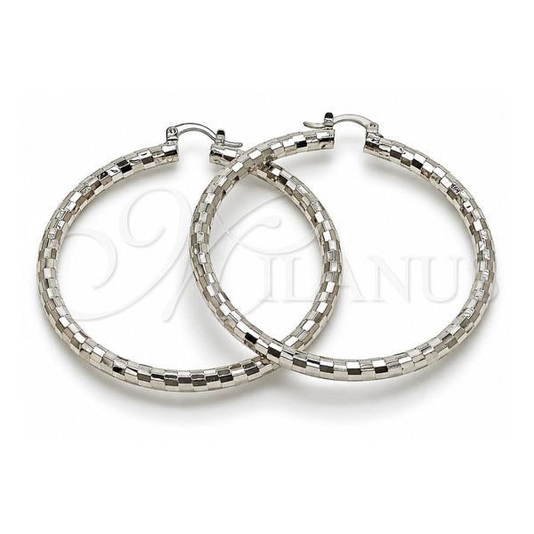 White Gold Filled Large Hoop, Diamond Cutting Finish, Rhodium Finish, 5.139.028.1.60