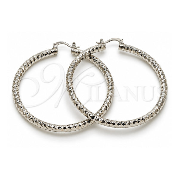 White Gold Filled Large Hoop, Diamond Cutting Finish, Rhodium Finish, 5.139.026.1.60