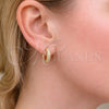 Oro Laminado Huggie Hoop, Gold Filled Style with White Cubic Zirconia, Polished, Golden Finish, 02.213.0935.16