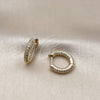 Oro Laminado Huggie Hoop, Gold Filled Style with White Cubic Zirconia, Polished, Golden Finish, 02.213.0935.16