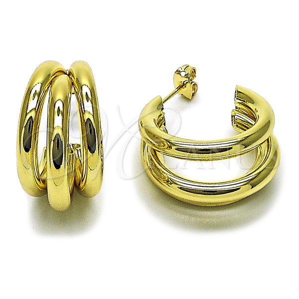 Gold Filled Hoop Earrings — Small Hoop Hollow Design Polished 02. — main product view — SKU 164709 | Oro Laminado aretes de aro — Small Hoop Hollow diseño pulido 02. — SKU 164709