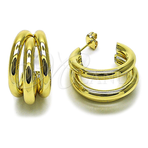 Oro Laminado Small Hoop, Gold Filled Style Hollow Design, Polished, Golden Finish, 02.213.0455.25