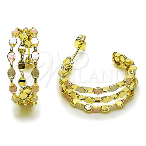 Oro Laminado Medium Hoop, Gold Filled Style Polished, Tricolor, 02.213.0936.30