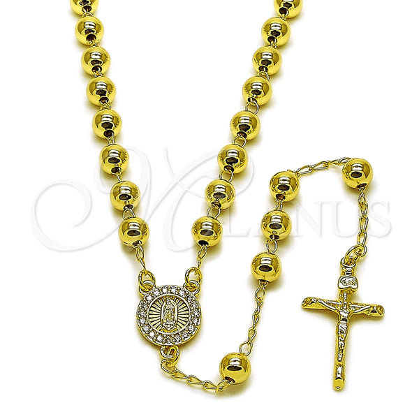 Gold Filled Jewelry — Medium Rosary Guadalupe and Crucifix Design with White — main product view — SKU 164711 | Oro Laminado joyería — Medium Rosary Guadalupe and Crucifix diseño with blanco — SKU 164711