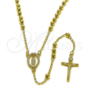 Gold Filled Jewelry — Thin Rosary Guadalupe and Crucifix Design with White — main product view — SKU 164713 | Oro Laminado joyería — Thin Rosary Guadalupe and Crucifix diseño with blanco — SKU 164713