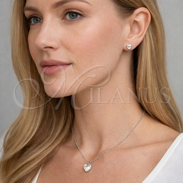 White Gold Filled Ring — Earring and Pendant Adult Set Heart Design with — alternate product view — SKU 164718 | Oro Laminado Blanco anillo — Earring and Pendant Adult Set corazón diseño with — SKU 164718