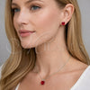 Rhodium Gold Filled Earring and Pendant Adult Set, Rolo Design, with Garnet Cubic Zirconia, Polished, Rhodium Finish, 10.460.0002