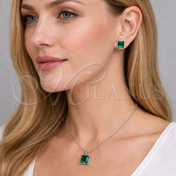 White Gold Filled Ring — Earring and Pendant Adult Set Rolo Design with — alternate product view — SKU 164720 | Oro Laminado Blanco anillo — Earring and Pendant Adult Set Rolo diseño with — SKU 164720