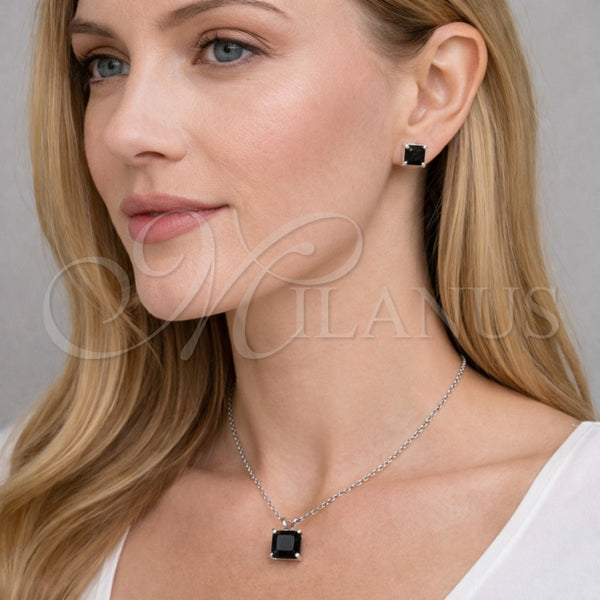 White Gold Filled Ring — Earring and Pendant Adult Set Rolo Design with — alternate product view — SKU 164721 | Oro Laminado Blanco anillo — Earring and Pendant Adult Set Rolo diseño with — SKU 164721