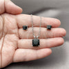 Rhodium Gold Filled Earring and Pendant Adult Set, Rolo Design, with Black Cubic Zirconia, Polished, Rhodium Finish, 10.460.0002.2
