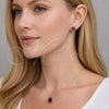 Rhodium Gold Filled Earring and Pendant Adult Set, Rolo Design, with Garnet Cubic Zirconia, Polished, Rhodium Finish, 10.460.0003