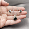 Rhodium Gold Filled Earring and Pendant Adult Set, Rolo Design, with Black Cubic Zirconia, Polished, Rhodium Finish, 10.460.0003.2