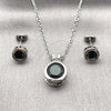 Rhodium Gold Filled Earring and Pendant Adult Set, Rolo Design, with Black Cubic Zirconia, Polished, Rhodium Finish, 10.460.0003.2