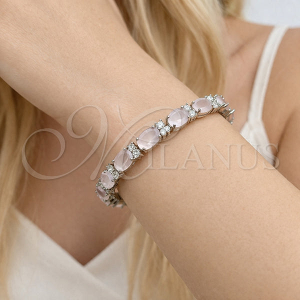 White Gold Filled Bracelet — Tennis Bracelet Cluster Design with Rose Water Opal — alternate product view — SKU 164726 | Oro Laminado Blanco brazalete — Tennis Bracelet Cluster diseño with Rose Water Opal — SKU 164726