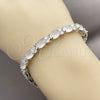 Rhodium Gold Filled Tennis Bracelet, Cluster Design, with Rose Water Opal and White Cubic Zirconia, Polished, Rhodium Finish, 03.206.0004.14.07 (06 MM Thickness, 7 Inches Length)
