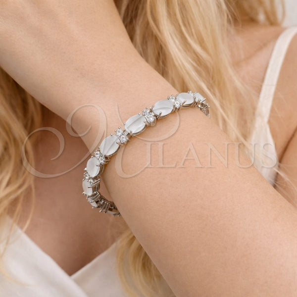 White Gold Filled Bracelet — Tennis Bracelet Cluster Design with White Cubic Zirconia — alternate product view — SKU 164727 | Oro Laminado Blanco brazalete — Tennis Bracelet Cluster diseño with blanco Cubic Zirconia — SKU 164727