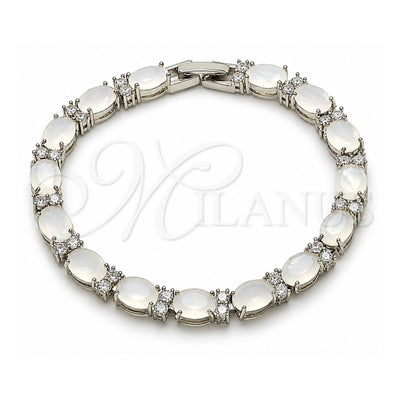 White Gold Filled Tennis Bracelet, Cluster Design, with White Cubic Zirconia, Polished, Rhodium Finish, 03.206.0004.15.07 (06 MM Thickness, 7 Inches Length)