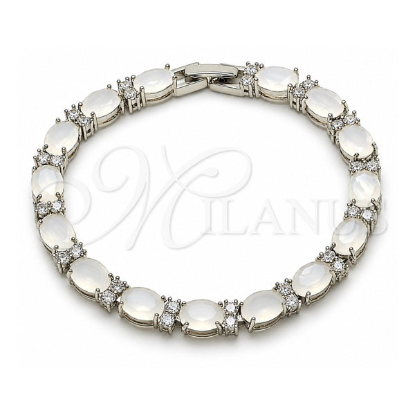White Gold Filled Tennis Bracelet, Cluster Design, with White Cubic Zirconia, Polished, Rhodium Finish, 03.206.0004.15.07 (06 MM Thickness, 7 Inches Length)